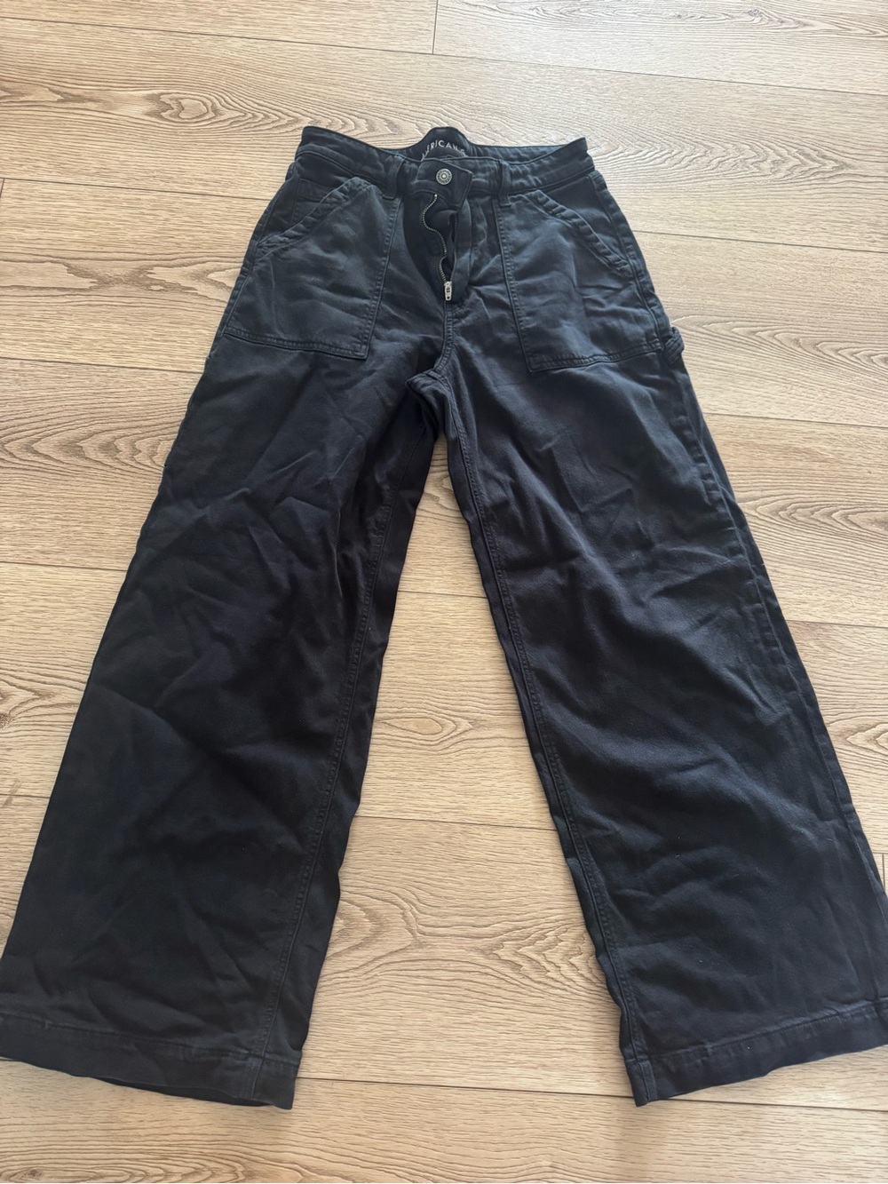 American Eagle Outfitters Black Wide-Leg Cargo Pants